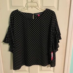 {Vince Camuto} Black and White Polka Dot Blouse
